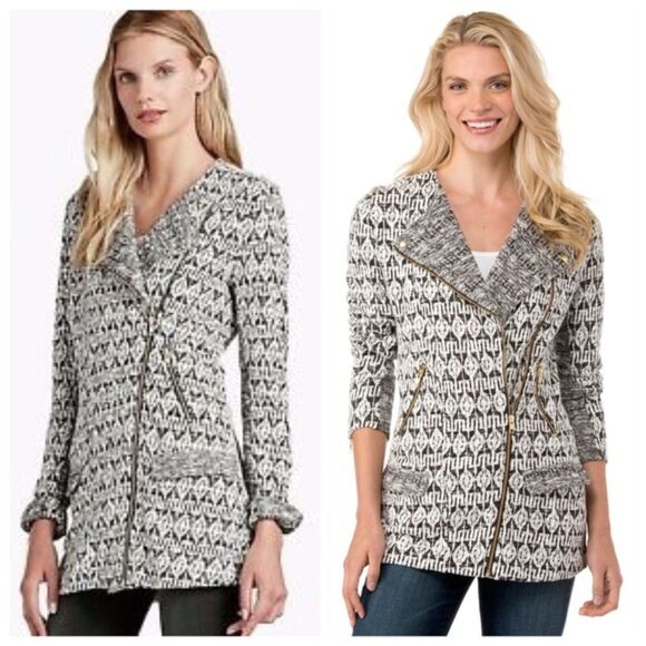 Lucky Brand‎ Jacket Womens Small Moto Long Asymmetrical Zipper Sweater - Picture 2 of 11